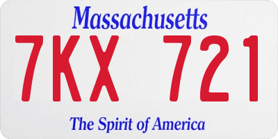 MA license plate 7KX721