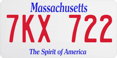 MA license plate 7KX722
