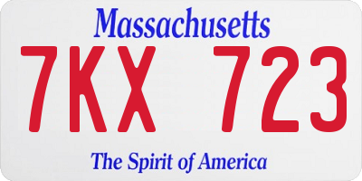MA license plate 7KX723