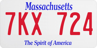 MA license plate 7KX724