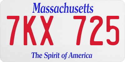 MA license plate 7KX725