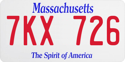MA license plate 7KX726