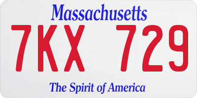 MA license plate 7KX729