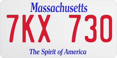 MA license plate 7KX730