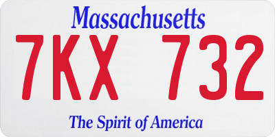 MA license plate 7KX732