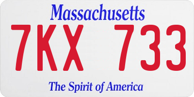 MA license plate 7KX733