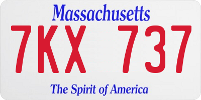 MA license plate 7KX737
