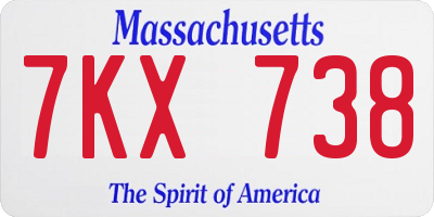 MA license plate 7KX738