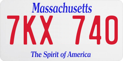 MA license plate 7KX740