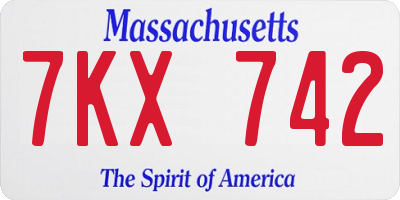 MA license plate 7KX742