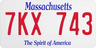 MA license plate 7KX743