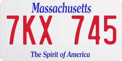 MA license plate 7KX745