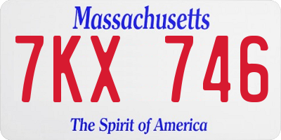 MA license plate 7KX746
