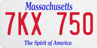 MA license plate 7KX750