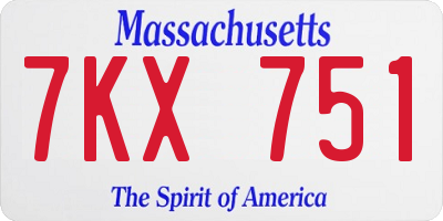 MA license plate 7KX751