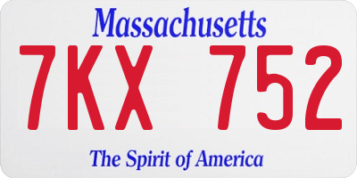 MA license plate 7KX752