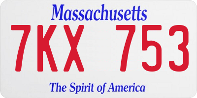 MA license plate 7KX753