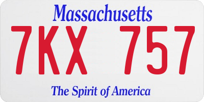 MA license plate 7KX757