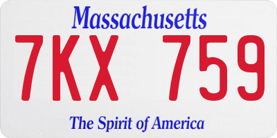 MA license plate 7KX759