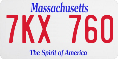MA license plate 7KX760