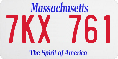 MA license plate 7KX761