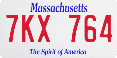 MA license plate 7KX764