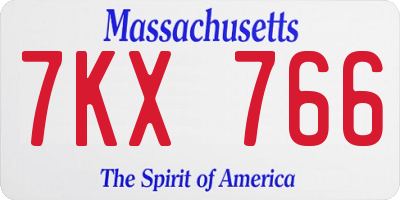 MA license plate 7KX766