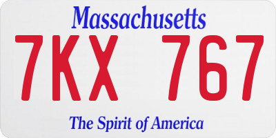 MA license plate 7KX767