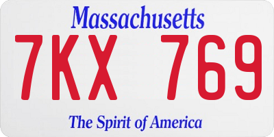 MA license plate 7KX769