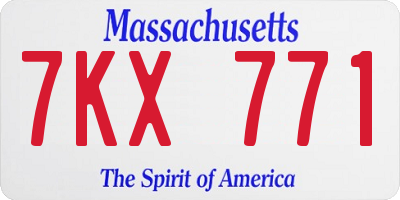 MA license plate 7KX771