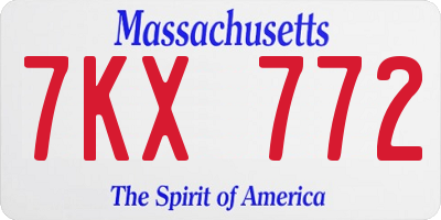 MA license plate 7KX772