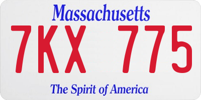 MA license plate 7KX775