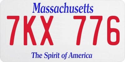 MA license plate 7KX776
