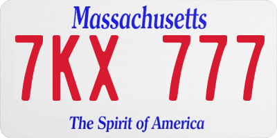 MA license plate 7KX777