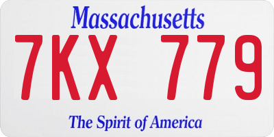 MA license plate 7KX779
