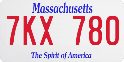 MA license plate 7KX780