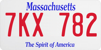 MA license plate 7KX782