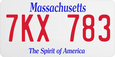 MA license plate 7KX783