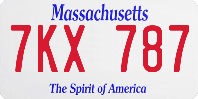MA license plate 7KX787