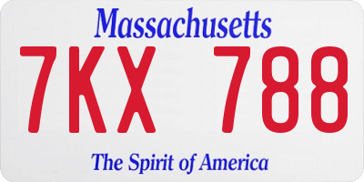 MA license plate 7KX788