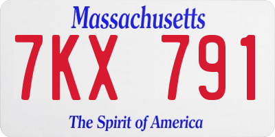 MA license plate 7KX791