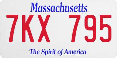 MA license plate 7KX795