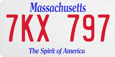 MA license plate 7KX797