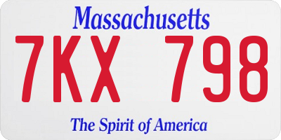 MA license plate 7KX798
