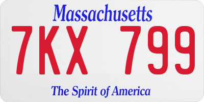 MA license plate 7KX799