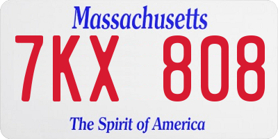 MA license plate 7KX808