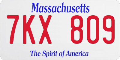 MA license plate 7KX809