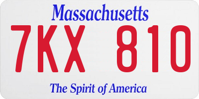MA license plate 7KX810