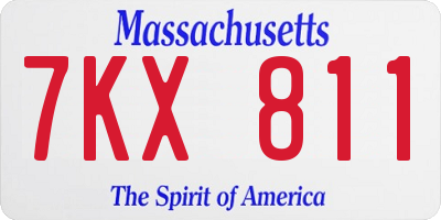 MA license plate 7KX811