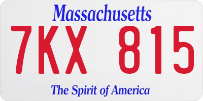 MA license plate 7KX815